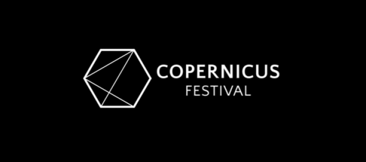 Baner z okładką książki Copernicus Festival w Krakowie