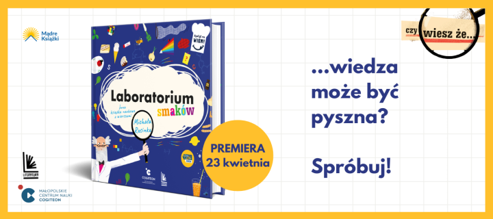 Baner z okładką książki Laboratorium smaków. Inna książka naukowa z wierszami Michała Rusinka